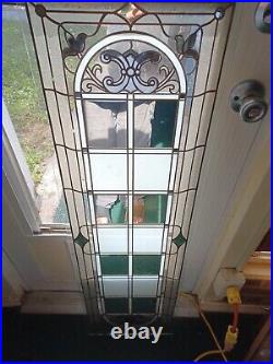 2 of Arts & Crafts Gold Mirrored Leaded Stained Glass Transom Window 13.5x44