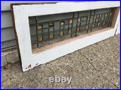 2 of Arts & Crafts Gold Mirrored Leaded Stained Glass Transom Window 33 x 12