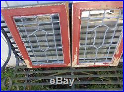 2 vintage antique small leaded glass windows