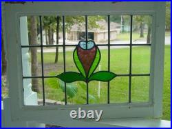 335C English Arts & Craft Leaded Stain-Glass Window 23 1/2 X 17 7/8 0 S&H Added
