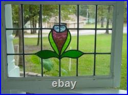 335C English Arts & Craft Leaded Stain-Glass Window 23 1/2 X 17 7/8 0 S&H Added