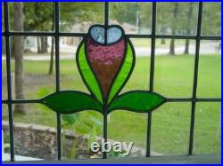 335C English Arts & Craft Leaded Stain-Glass Window 23 1/2 X 17 7/8 0 S&H Added