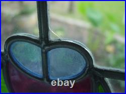 335C English Arts & Craft Leaded Stain-Glass Window 23 1/2 X 17 7/8 0 S&H Added