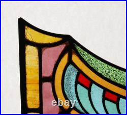 36 Wide Antique French Art Deco Stained Glass Panel of Bruges withCopper Frame