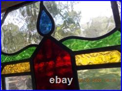 372A Old Reframed Pretty English Leaded Stain Glass Window 23 1/4 X 21 1/4 0 S&H