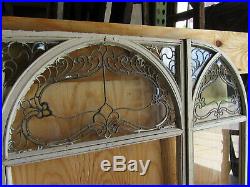 3 Piece Set Antique Stained Glass Windows Gothic Architectural Salvage