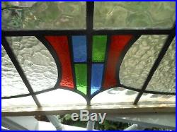 41VA Beautiful Older Transom Leaded Stained Glass Window F/England Reframed