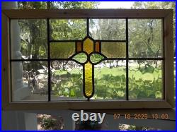 425A Reframed Older Pretty English Leaded Stain Window 28 X 16 3/8 0 S&H Added