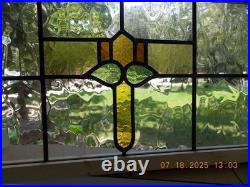425A Reframed Older Pretty English Leaded Stain Window 28 X 16 3/8 0 S&H Added
