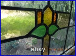 425A Reframed Older Pretty English Leaded Stain Window 28 X 16 3/8 0 S&H Added