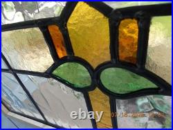 425A Reframed Older Pretty English Leaded Stain Window 28 X 16 3/8 0 S&H Added
