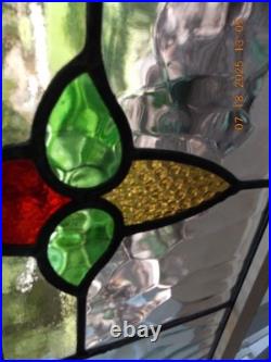 425B Reframed Older Pretty English Leaded Stain Window 28 X 17 1/4 0 S&H Added