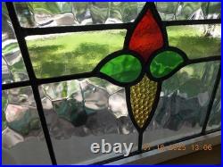 425B Reframed Older Pretty English Leaded Stain Window 28 X 17 1/4 0 S&H Added