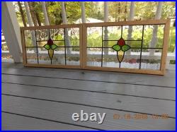 425B Reframed Older Pretty English Leaded Stain Window 28 X 17 1/4 0 S&H Added