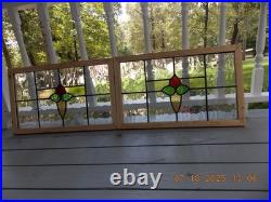 425B Reframed Older Pretty English Leaded Stain Window 28 X 17 1/4 0 S&H Added