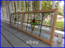 425B Reframed Older Pretty English Leaded Stain Window 28 X 17 1/4 0 S&H Added