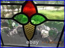 425B Reframed Older Pretty English Leaded Stain Window 28 X 17 1/4 0 S&H Added