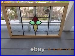 425B Reframed Older Pretty English Leaded Stain Window 28 X 17 1/4 0 S&H Added