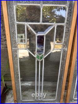 (4)Antique/Vintage Leaded Stain Glass Arrow Windows/Cabinet Doors 27.5x 13.5