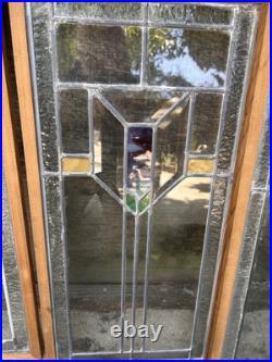 (4)Antique/Vintage Leaded Stain Glass Arrow Windows/Cabinet Doors 27.5x 13.5
