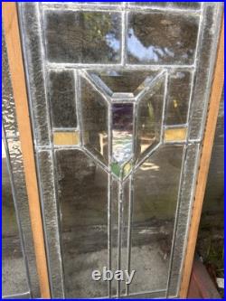 (4)Antique/Vintage Leaded Stain Glass Arrow Windows/Cabinet Doors 27.5x 13.5
