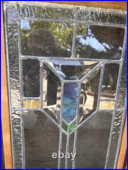 (4)Antique/Vintage Leaded Stain Glass Arrow Windows/Cabinet Doors 27.5x 13.5