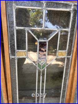 (4)Antique/Vintage Leaded Stain Glass Arrow Windows/Cabinet Doors 27.5x 13.5