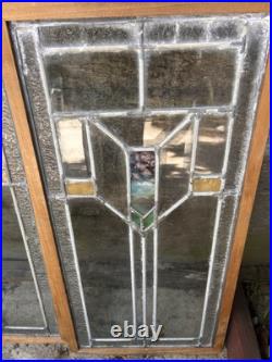 (4)Antique/Vintage Leaded Stain Glass Arrow Windows/Cabinet Doors 27.5x 13.5
