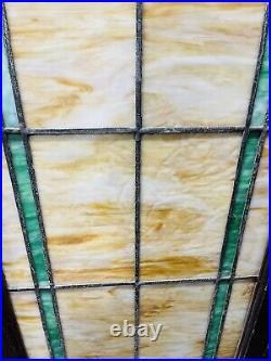 4 Large Antique Mission Arts Crafts Slag Stained Glass Windows Architectural