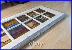 59 X 22 Antique Hand Painted, Beveled Glass Transom/Window