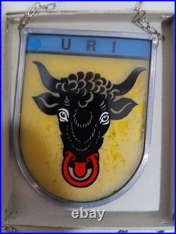 5-Vintage 1960s Swiss Stained Glass Coat of Arms Bern Switzerland Canton Berne