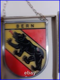 5-Vintage 1960s Swiss Stained Glass Coat of Arms Bern Switzerland Canton Berne