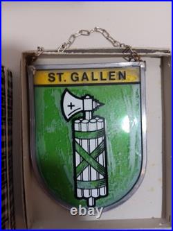 5-Vintage 1960s Swiss Stained Glass Coat of Arms Bern Switzerland Canton Berne