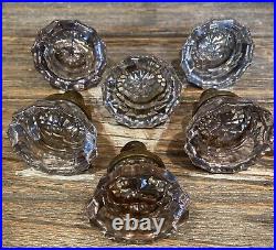 6 Antique Vintage Matching Glass Leaded 12 Sided Knobs Light Purple 2 3/8