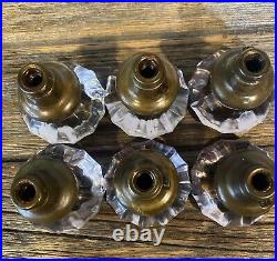 6 Antique Vintage Matching Glass Leaded 12 Sided Knobs Light Purple 2 3/8