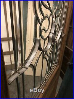 8 Ft Raw Walnut and Clear Leaded Glass Window New Old Stock Wood Peg Door