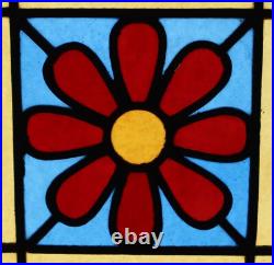 9 Tall Antique French Stained Glass Panel with Flower Leaded Glass 9 Tall Antique French Stained Glass Panel with Flower Leaded Glass