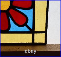 9 Tall Antique French Stained Glass Panel with Flower Leaded Glass 9 Tall Antique French Stained Glass Panel with Flower Leaded Glass