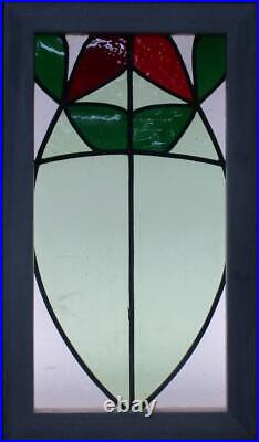 ABSTRACT FLORAL MIDSIZE ENGLISH LEADED STAINED GLASS WINDOW 14 3/4 x 25 1/4