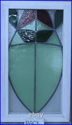 ABSTRACT FLORAL MIDSIZE ENGLISH LEADED STAINED GLASS WINDOW 14 3/4 x 25 1/4