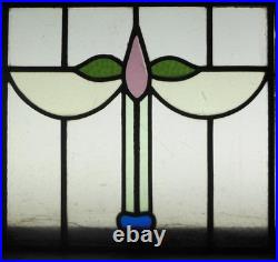 ABSTRACT OLD ENGLISH LEADED STAINED GLASS WINDOW Unframed w Hooks 15.5 X 14.5