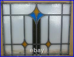 ABSTRACT OLD ENGLISH LEADED STAINED GLASS WINDOW Unframed w Hooks 18 X 14.25