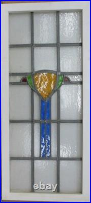 ABSTRACT SHIELD LARGE OLD ENGLISH LEADED STAINED GLASS WINDOW 37 3/4 x 17