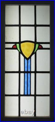 ABSTRACT SHIELD LARGE OLD ENGLISH LEADED STAINED GLASS WINDOW 37 3/4 x 17
