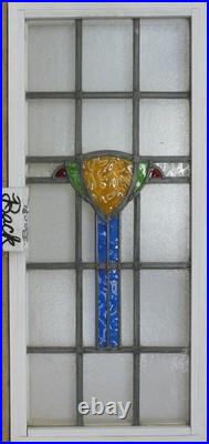 ABSTRACT SHIELD LARGE OLD ENGLISH LEADED STAINED GLASS WINDOW 37 3/4 x 17