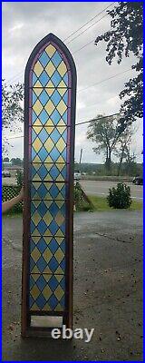 ANTIQUE 10 ft STAINED GLASS CHURCH WINDOW ORIGINAL FRAME 1850 history included