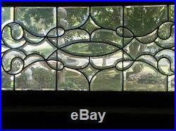 ANTIQUE 1890's LEADED & BEVELED GLASS TRANSOM WINDOW 44 x 18 VICTORIAN NICE