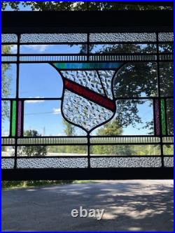 ANTIQUE 1920s SHIELDED STAINED GLASS WINDOW miner's house Nanticoke PA ANTIQUE 1920s SHIELDED STAINED GLASS WINDOW miner's house Nanticoke PA