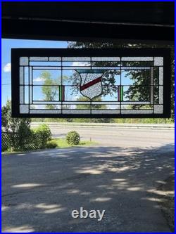 ANTIQUE 1920s SHIELDED STAINED GLASS WINDOW miner's house Nanticoke PA ANTIQUE 1920s SHIELDED STAINED GLASS WINDOW miner's house Nanticoke PA
