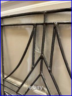 ANTIQUE (1930s) LEADED BEVELED ETCHED GLASS WINDOW PAIR 19 Inch X 13 Inch ANTIQUE (1930s) LEADED BEVELED ETCHED GLASS WINDOW PAIR 19 Inch X 13 Inch
